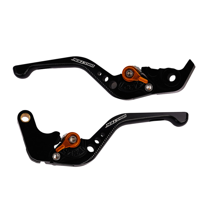 BikeTek Adjustable CNC Short Lever Set Black with Gold Adjuster -  208