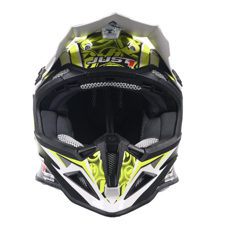 Kask MX Just 1 J12 Carbon Mister X Carbon żółty