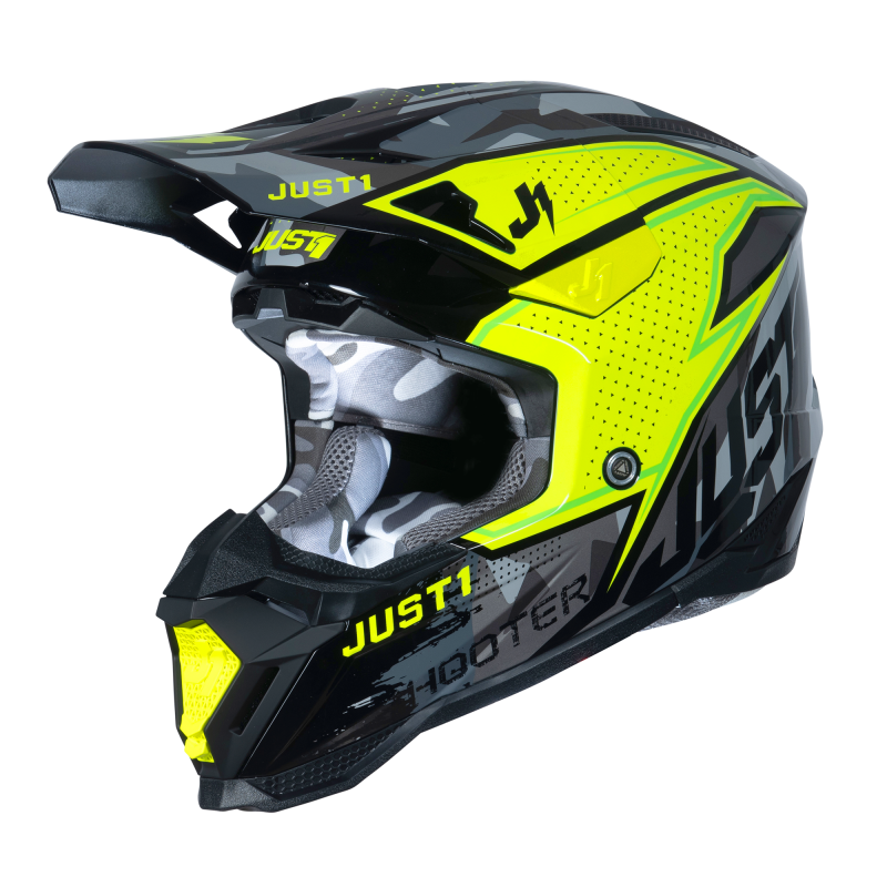 Kask MX Just1 J40 Shooter w kamuflażu / fluo żółty / czarny