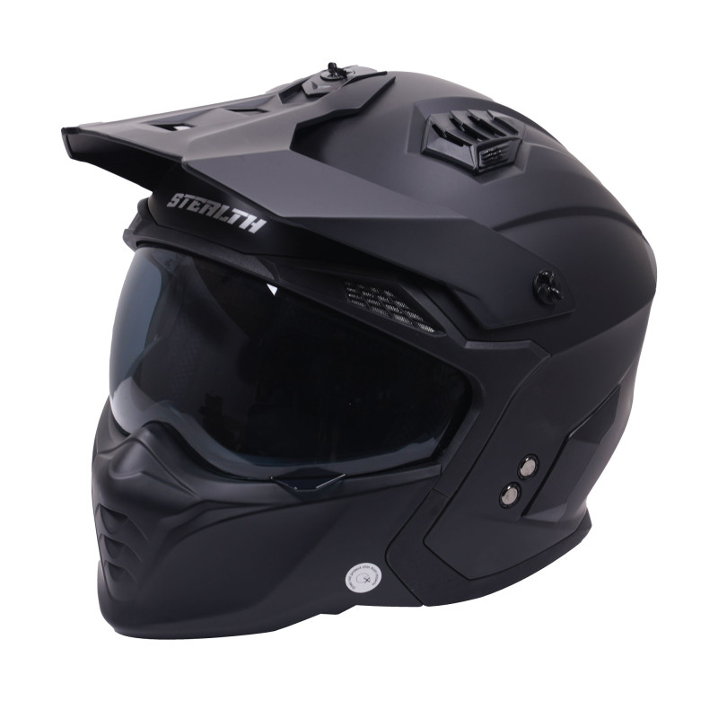 Wielofunkcyjny kask integralny i otwarty Stealth Fighter, czarny mat