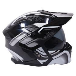 Wielofunkcyjny kask moto integralny i otwarty Stealth Fighter, Orbit czarno-srebrny połysk