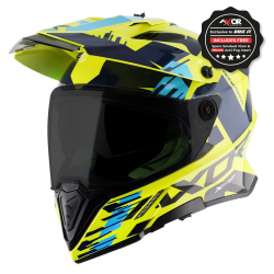 Kask Axor X-Cross Adventure, neonowożółty/niebieski połysk