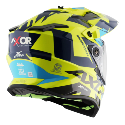 Kask Axor X-Cross Adventure, neonowożółty/niebieski połysk