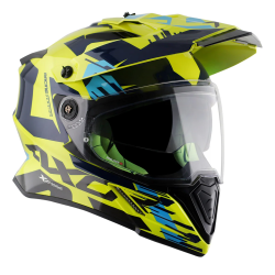 Kask Axor X-Cross Adventure, neonowożółty/niebieski połysk