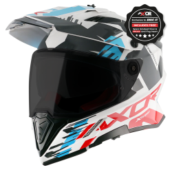 Kask Axor X-Cross Adventure, biało-czerwony połysk