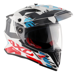 Kask Axor X-Cross Adventure, biało-czerwony połysk