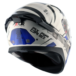 Kask integralny Axor Apex - Hex 2 biało-niebieski połysk