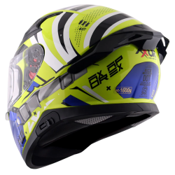 Kask integralny Axor Apex - Hex 2 neonowożółty niebieski połysk