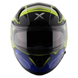 Kask integralny Axor Apex - Hex 2 neonowożółty niebieski połysk