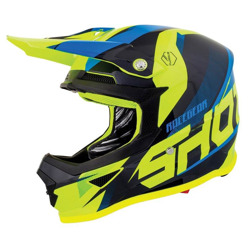 Kask MX Shot Furious Ultimate Niebieski Neonowo-Żółty Połysk