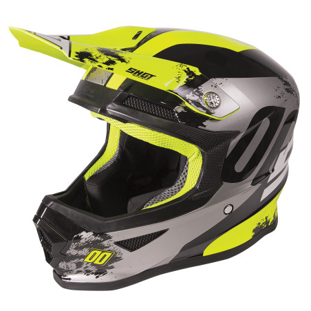 Kask MX Shot Furious dla dorosłych - Shadow neon żółty połysk