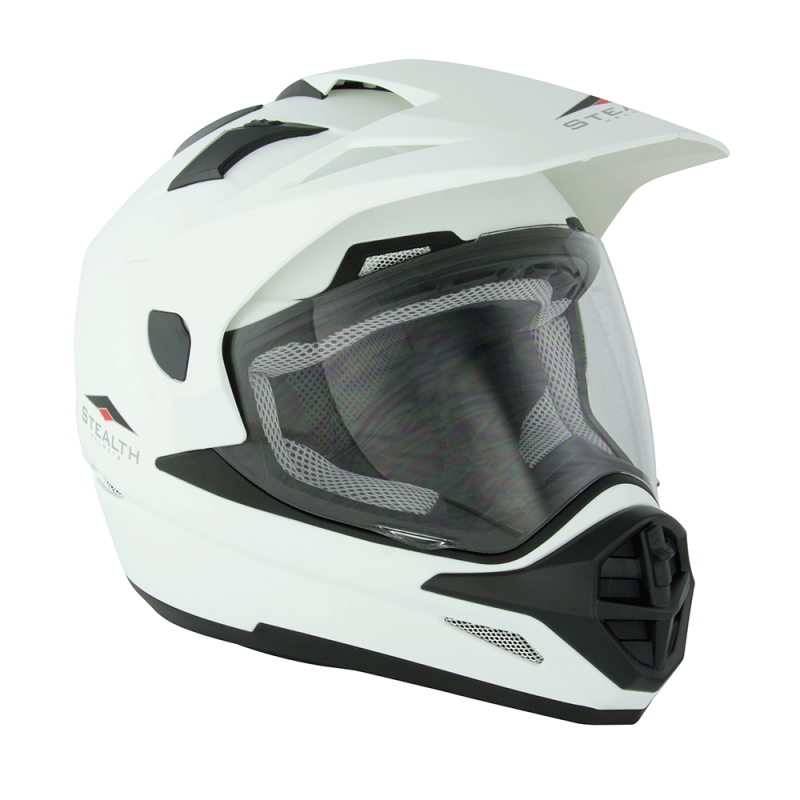 Stealth HD009 Adventure dospelá Dual Sport prilba, biela